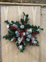 My New Favorite Thing Wreath Star Evergreen 27 in-Black Buffalo Check Ornaments