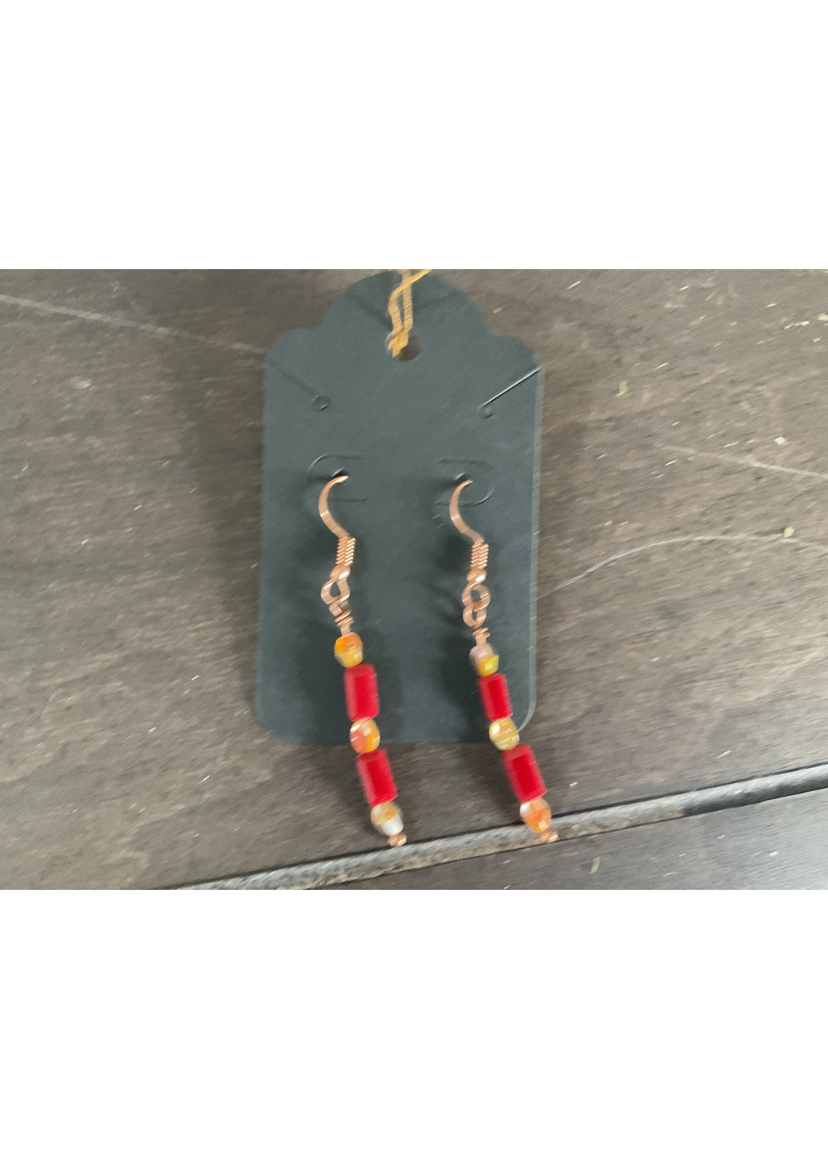 Our Twisted Dahlia F86 Earrings Red Long Cooper