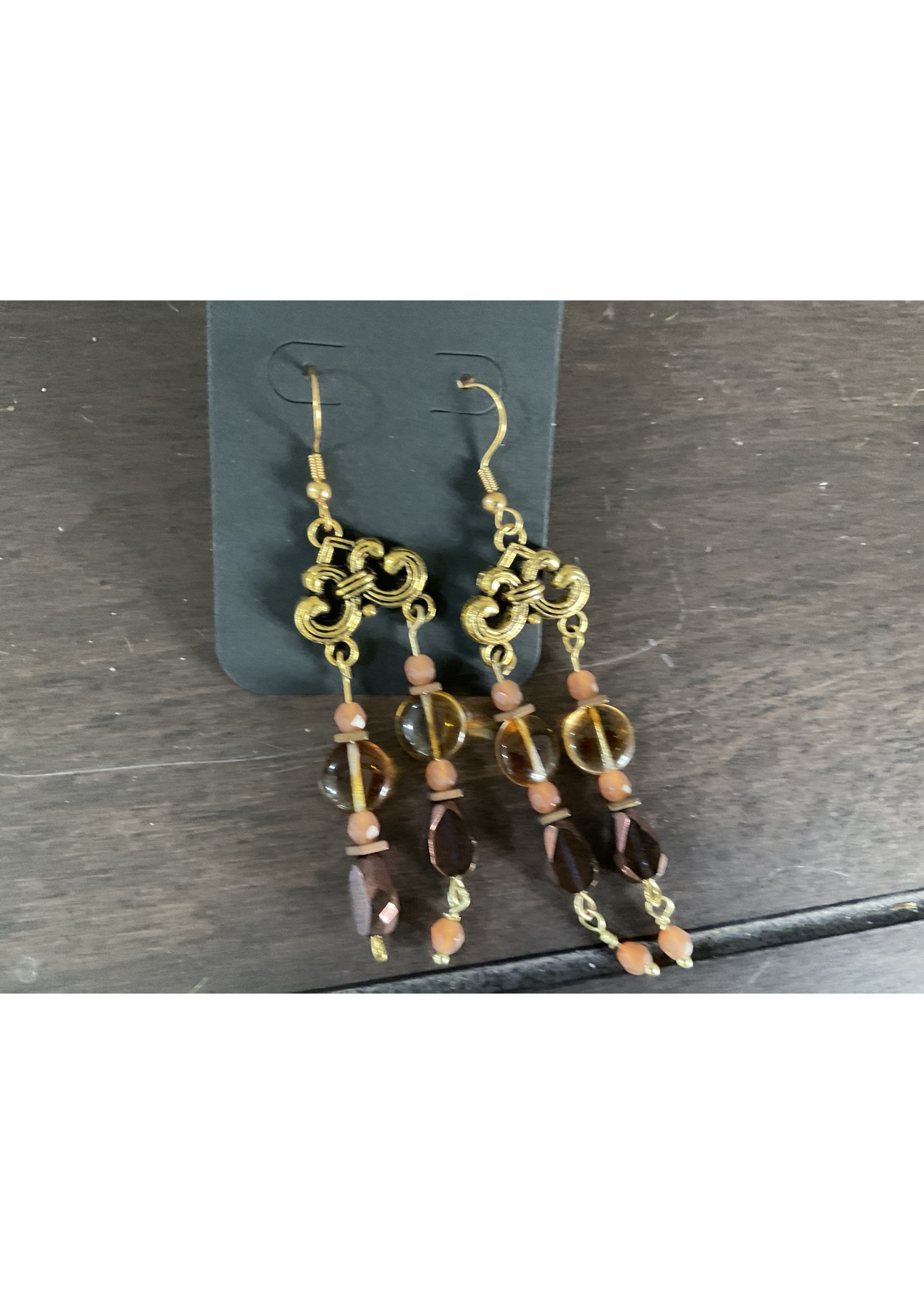 Our Twisted Dahlia F83 Earrings Chunky Gold Brown