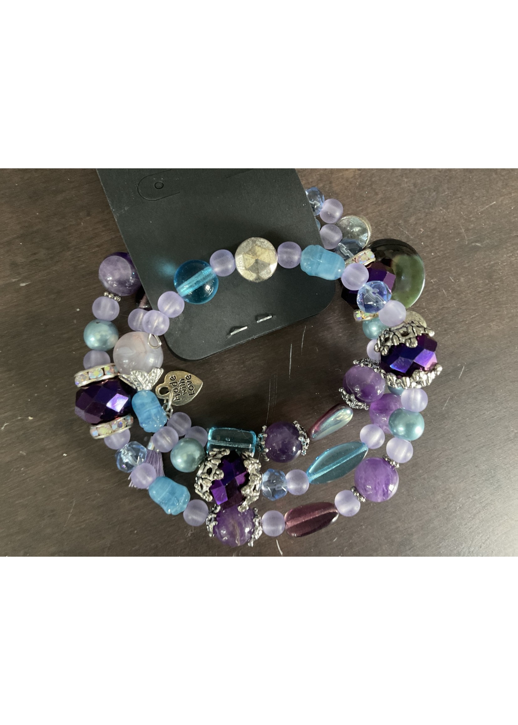 Our Twisted Dahlia B14 Bracelet Blue Purple Silver Beads