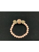 Our Twisted Dahlia B37 Bracelet Elastic-Glass Pearl and Gold Boho Bead