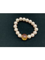 Our Twisted Dahlia B38 Bracelet Elastic-Glass Pearl and Rose Boho Bead