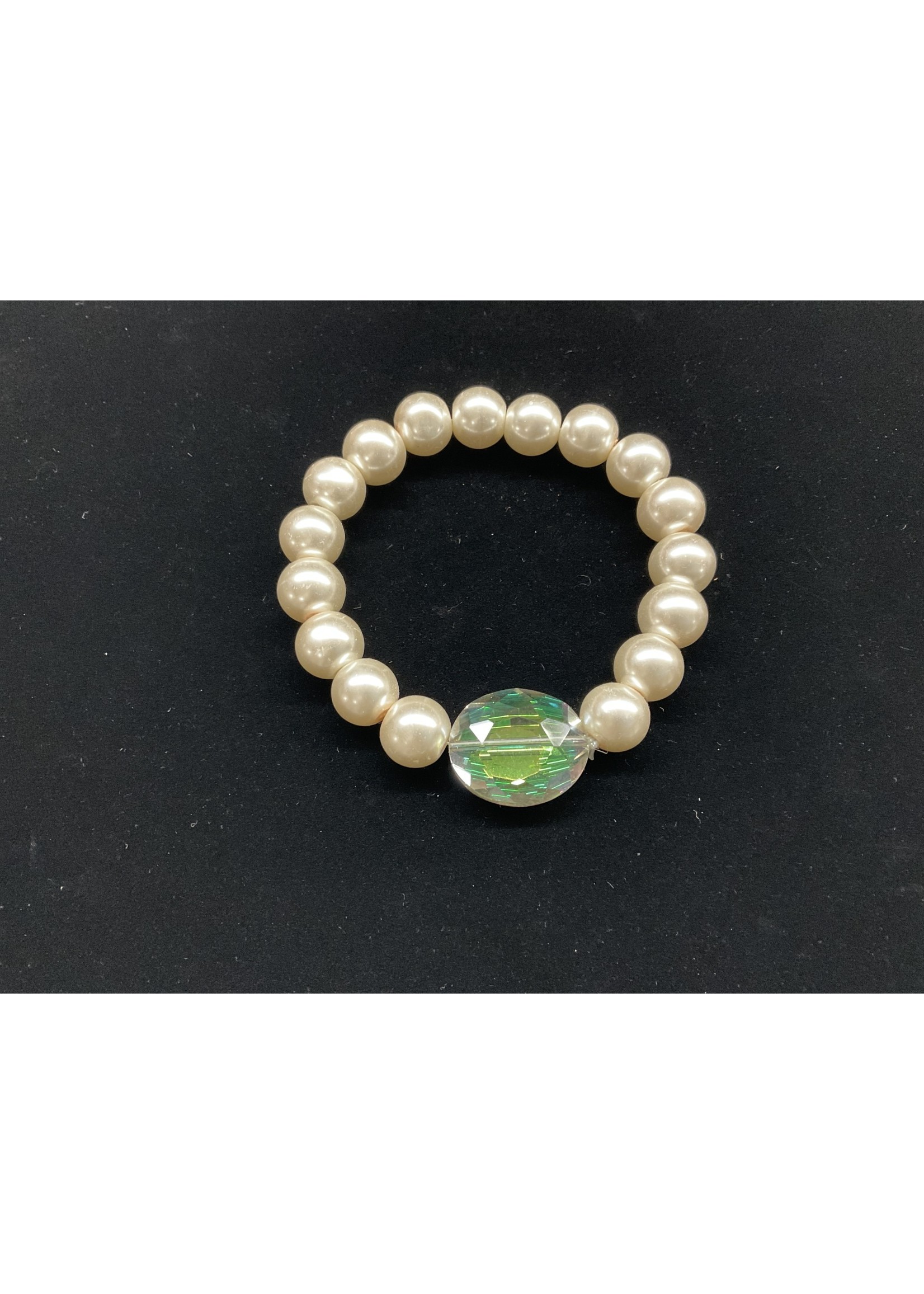 Our Twisted Dahlia B39 Bracelet Elastic-Glass Pearl and Glass Boho Bead