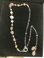 Our Twisted Dahlia N2 Necklace Lariat-Rose Gold, Pink Boho Beds