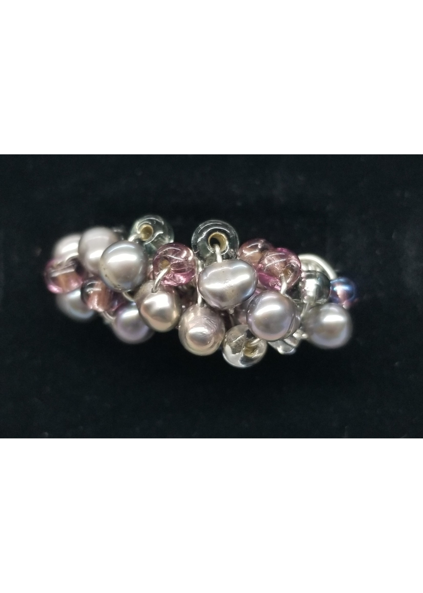 Our Twisted Dahlia Beaded Ring with Metal Band