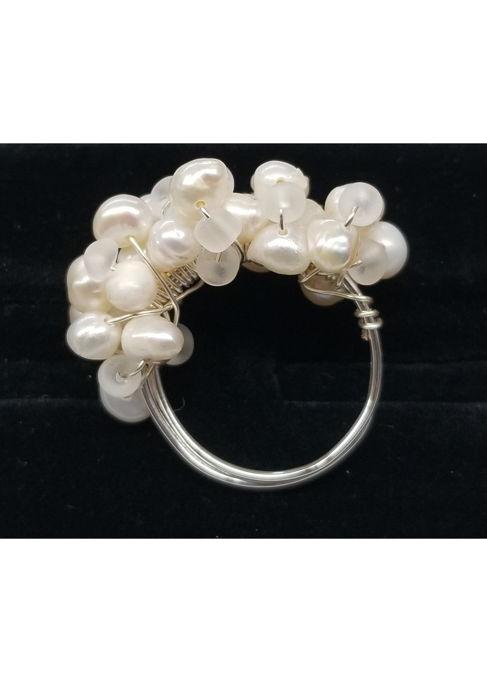 Our Twisted Dahlia Beaded Ring with Metal Band