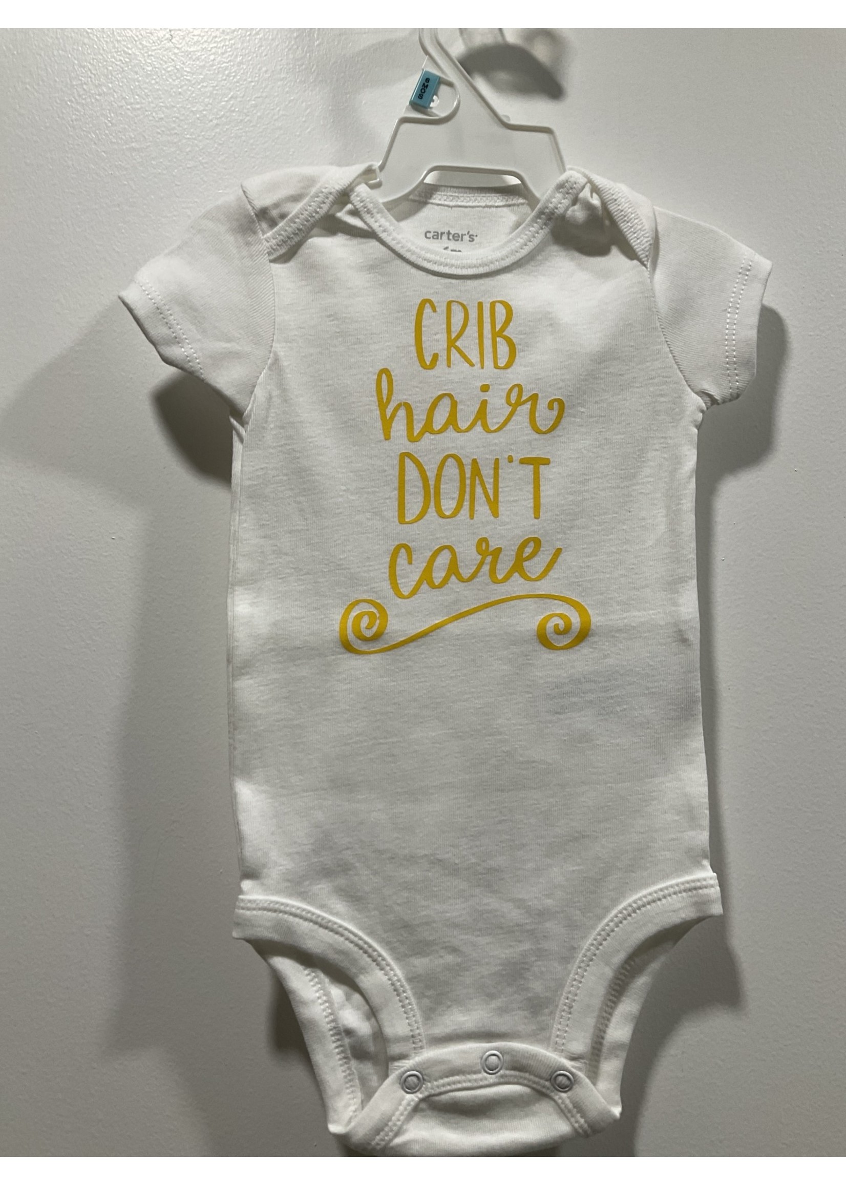 My New Favorite Thing Onsie White w/Yellow "Crib Hair Don't Care" short sleeve 6 month