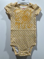 My New Favorite Thing Onsie Yellow and Pink Print w/Yellow "Party At My Crib" short sleeve 9 month