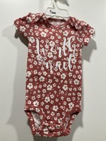 My New Favorite Thing Onsie Red with White Flowers w/White "Worth the Wait" short sleeve 9 month