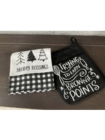 My New Favorite Thing Baking Towel & Potholders Black "Holiday Blessings"