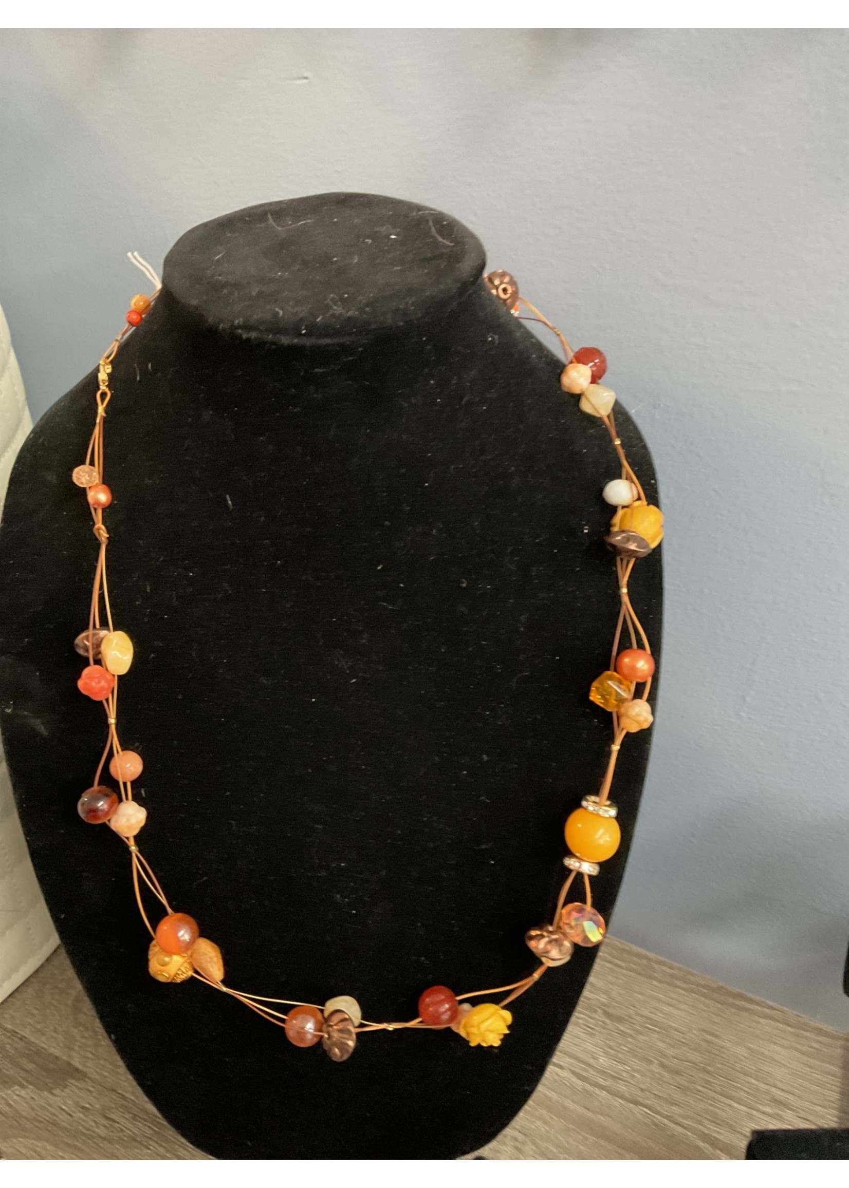 Our Twisted Dahlia F04-04 Necklace Orange BoHo