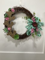 My New Favorite Thing Grapevine Wreath with Cactus, Dark Pink Flowers and Cactus Ribbon