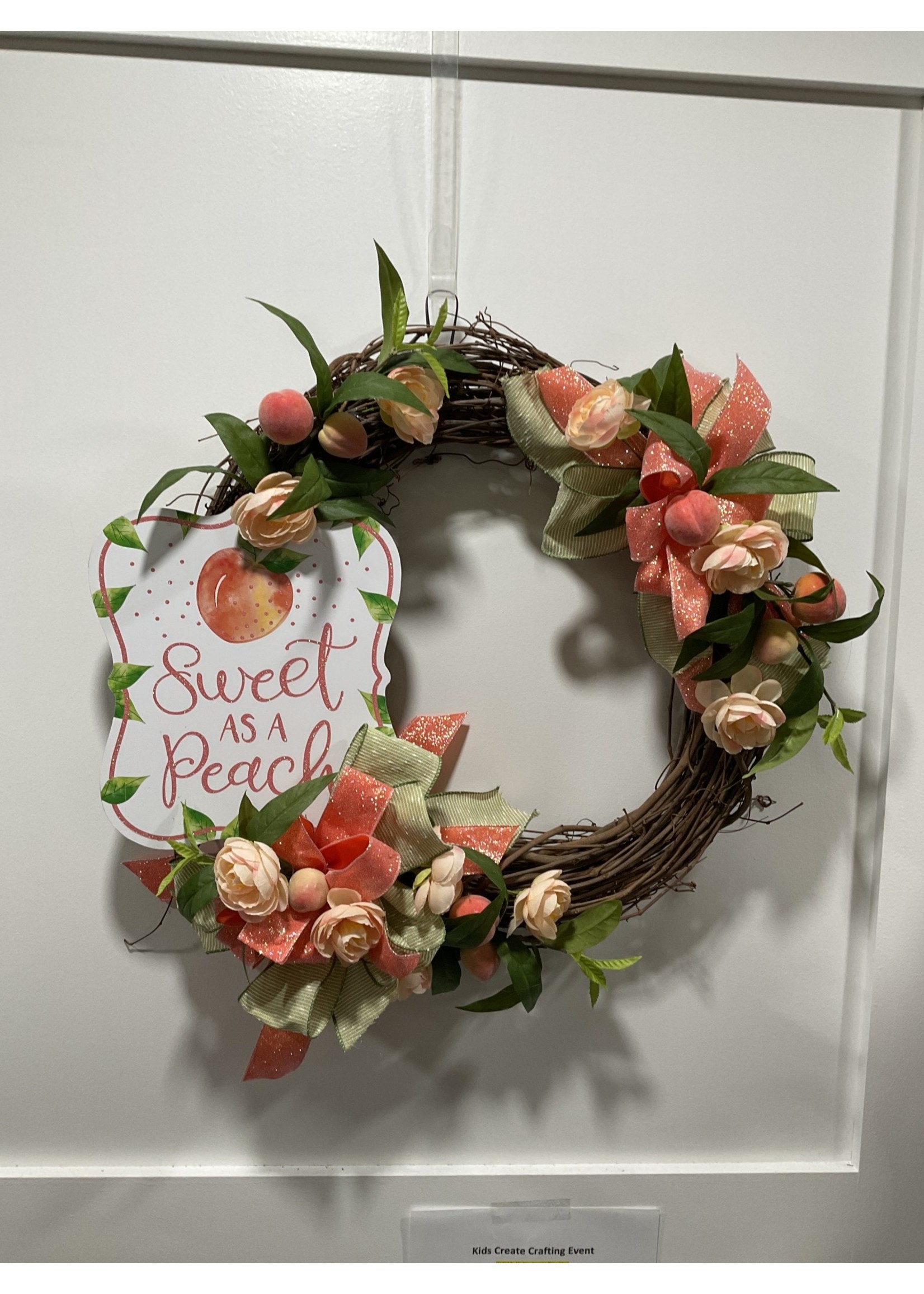 My New Favorite Thing Grapevine Wreath "Sweet as a Peach" with Peaches and Flowers