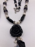 Our Twisted Dahlia GNSI Black Rose Earring & Necklace Set