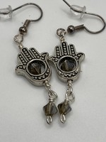 Our Twisted Dahlia HE11 Gray Hamsa Earrings