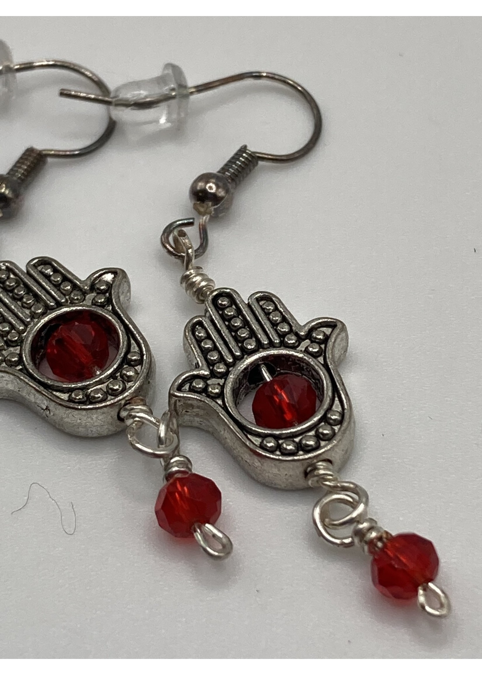 Our Twisted Dahlia HE12 Red Hamsa Earrings