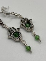 Our Twisted Dahlia HE3 Green Hamsa Earrings