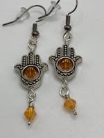 Our Twisted Dahlia HE7  Orange Hamsa Earrings