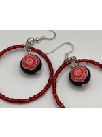 Our Twisted Dahlia CFE2 Red Rose Hoop Earrings