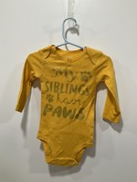 My New Favorite Thing Onsie Yellow w/Gold "My Siblings Have Paws" long sleeve 9 month