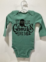 My New Favorite Thing Onsie Green w/Black "All The Ghouls Love Me" long sleeve 9 month