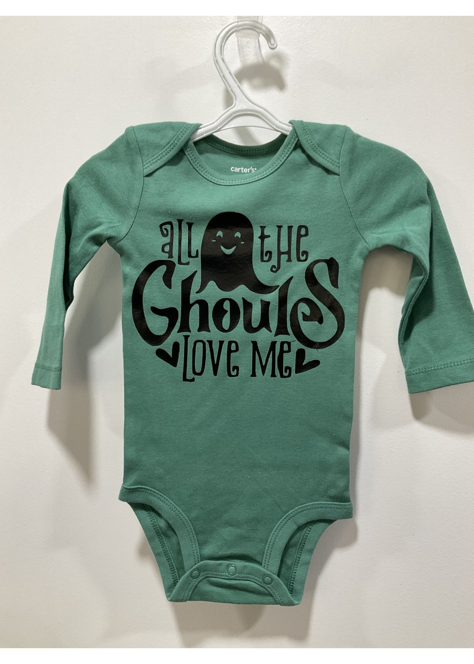 My New Favorite Thing Onsie Green w/Black "All The Ghouls Love Me" long sleeve 9 month