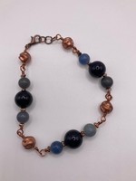 Our Twisted Dahlia Blue and Copper Hand wrapped wire with Glass spacer beads