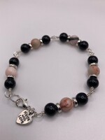 Our Twisted Dahlia Pink Zebra Jasper with Black Beads