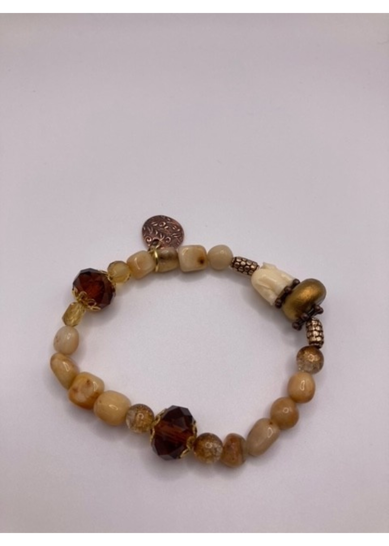 Our Twisted Dahlia Agate and Glass Beads Stretch Bracelet