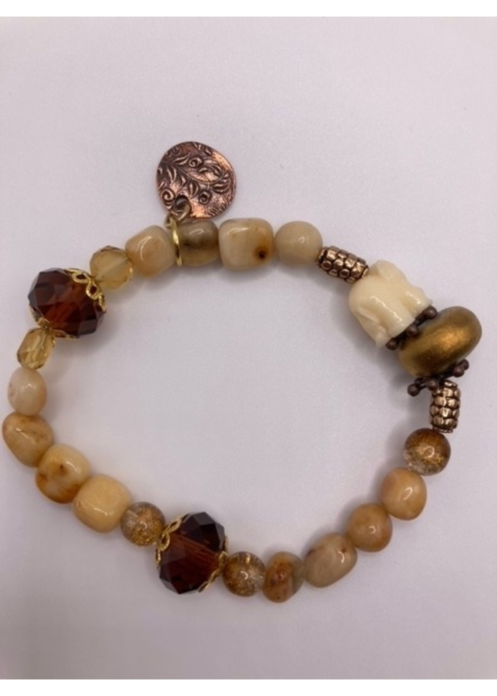 Our Twisted Dahlia Agate and Glass Beads Stretch Bracelet