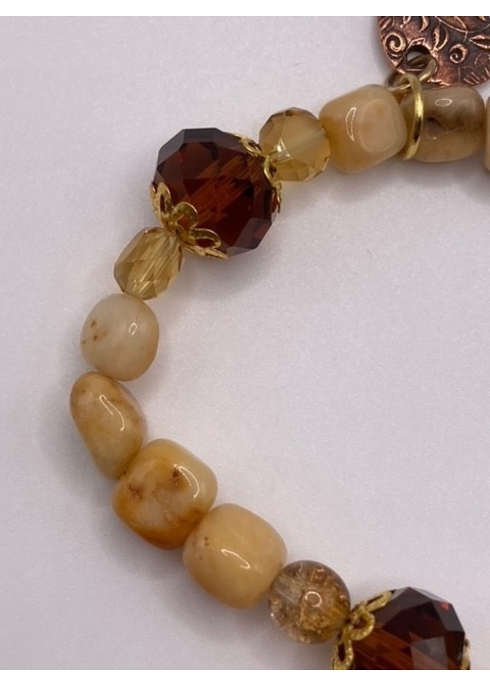 Our Twisted Dahlia Agate and Glass Beads Stretch Bracelet