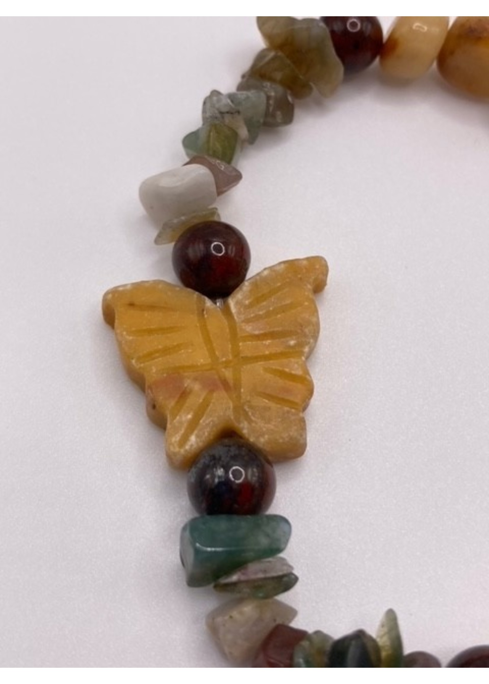 Our Twisted Dahlia Aventurine Butterfly and Gem Chips Stretch Bracelet