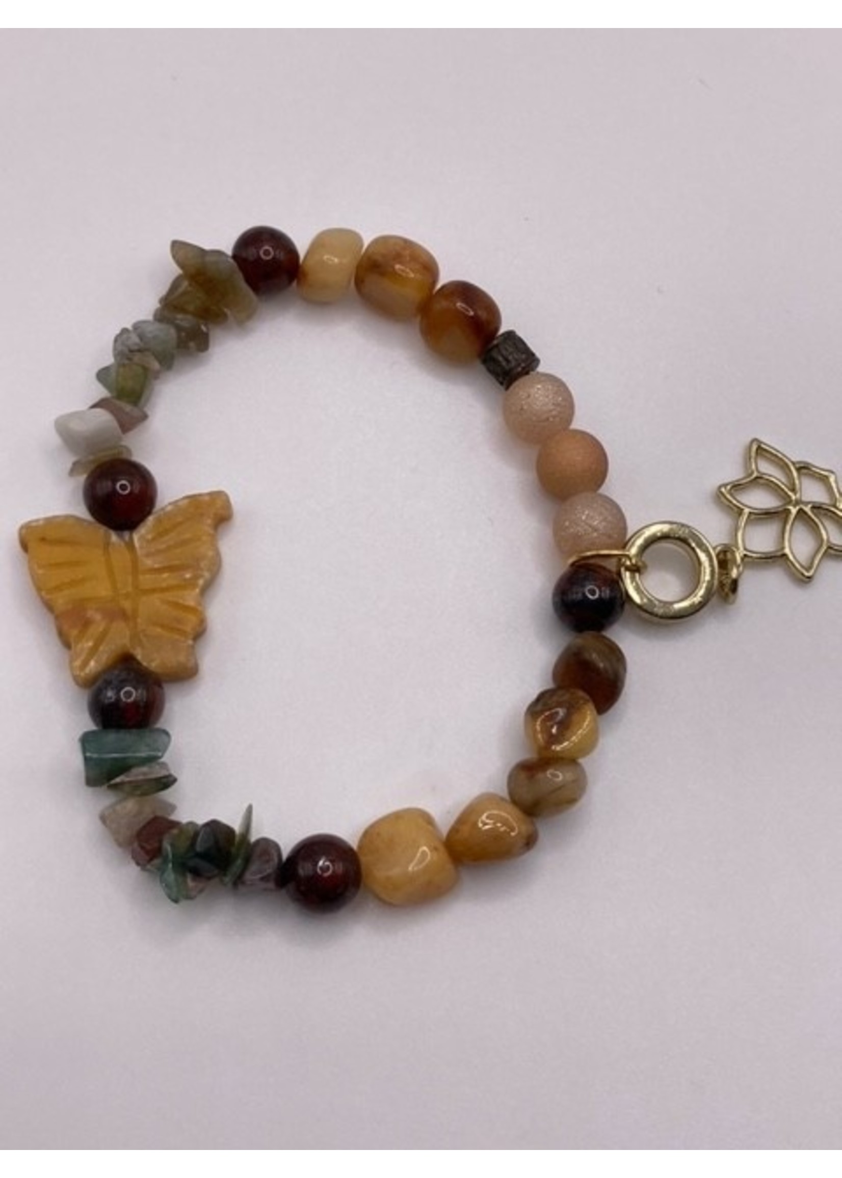 Our Twisted Dahlia Aventurine Butterfly and Gem Chips Stretch Bracelet