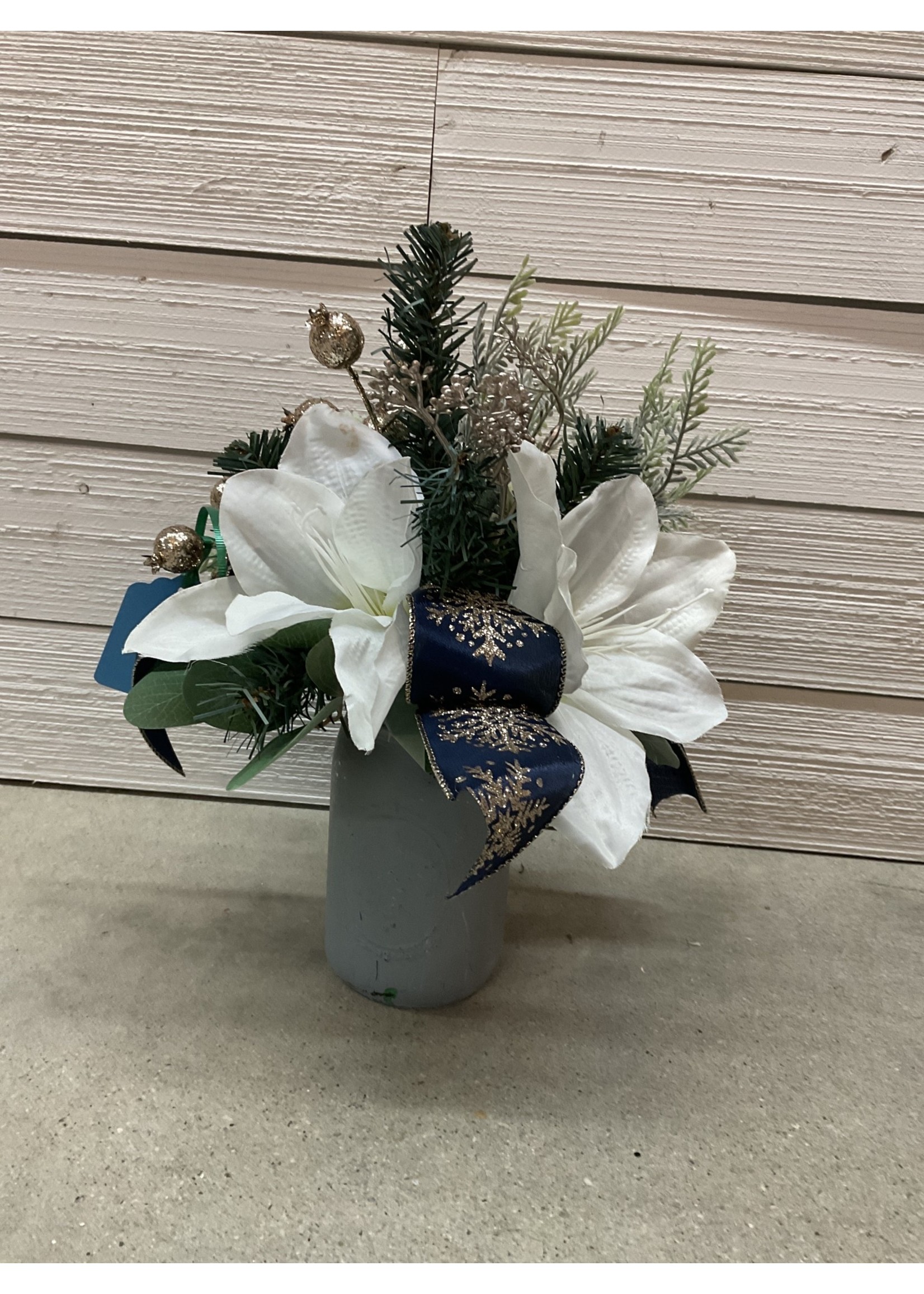 My New Favorite Thing Centerpiece Tabletop Mason Jar Blue with White Flowers