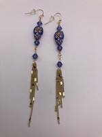 Our Twisted Dahlia Czeck Glass Purple Owl with Purple Crystals and Gold Colored Chain Earrings