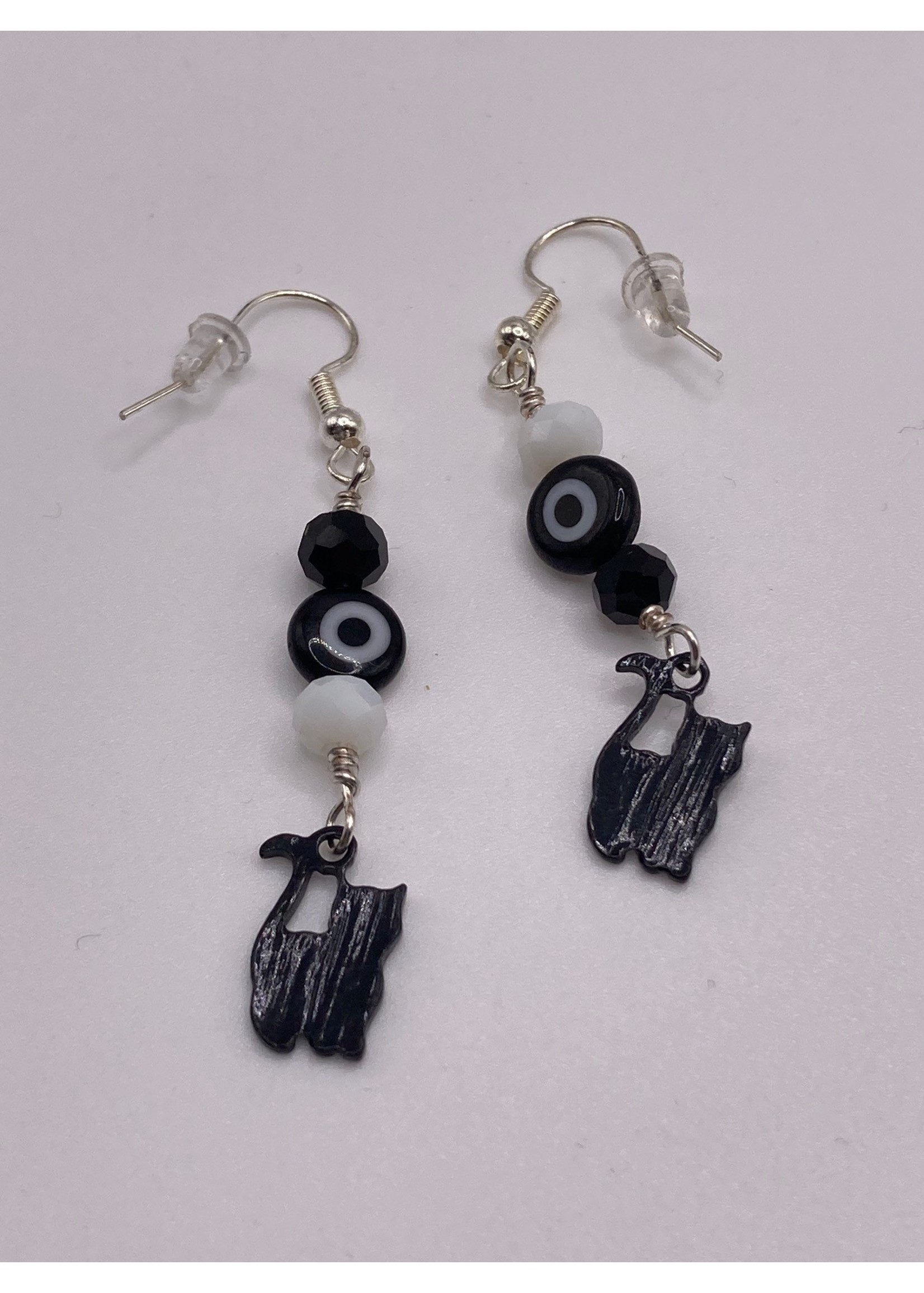 Our Twisted Dahlia Black Cat with Evil Eye Earrings