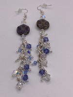 Our Twisted Dahlia Czech Glass Coin with Star in Light Purple, Silver Accents with Preciosa Crystals
