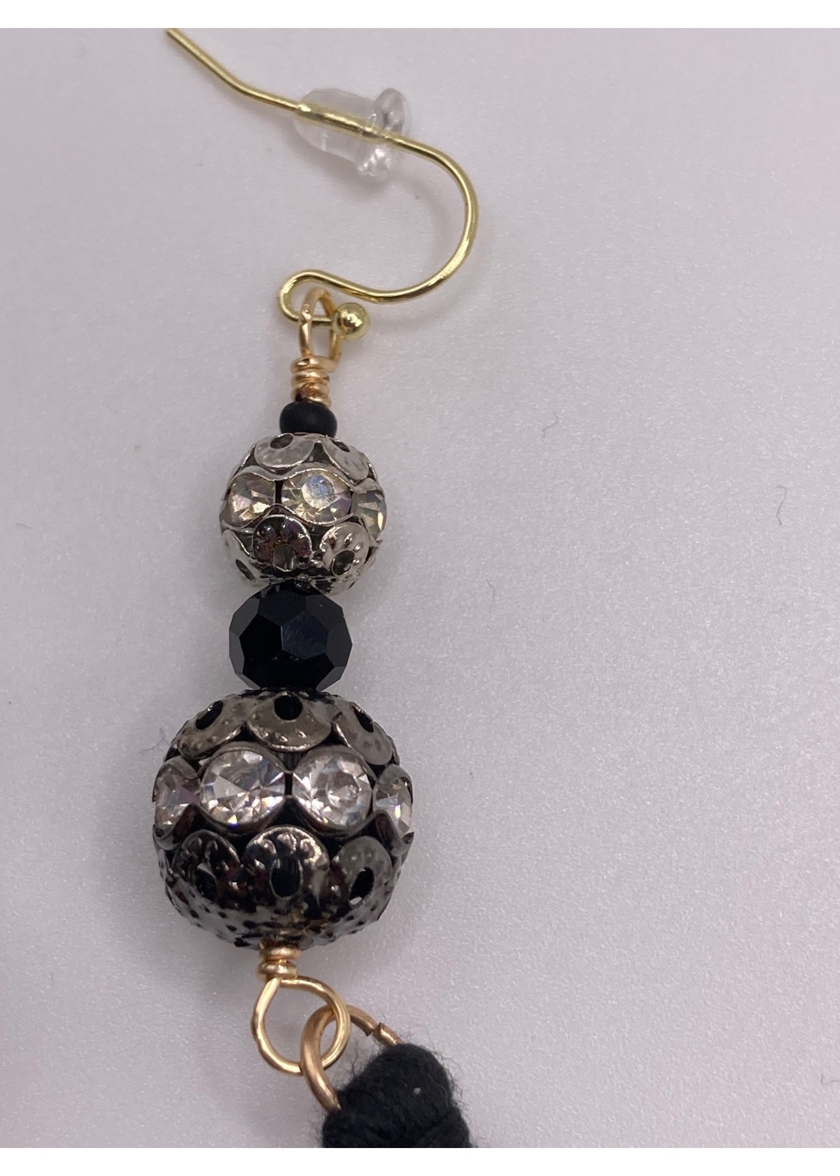 Parvarr Women's Alloy, Beads Hook Dangler Hanging Earrings-Black