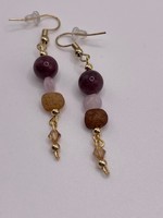 Our Twisted Dahlia Amethyst, Pink Quartz, and Caramel Agate Drop Earrings