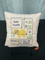 A010-111 Sloth Birth Announcement Pillow Sample