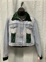 RCMS A109-1 Green Velvet and Lace Jean Jacket Med