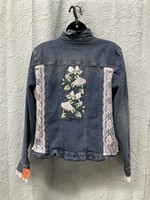 RCMS A63 White Roses and Lace Jean Jacket L