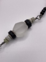 Our Twisted Dahlia N200 Black Lava Beads, Milky Quartz, Jadeite Beads Necklace