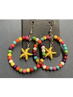 Our Twisted Dahlia E001 Multi Color Earrings with Yellow Starfish