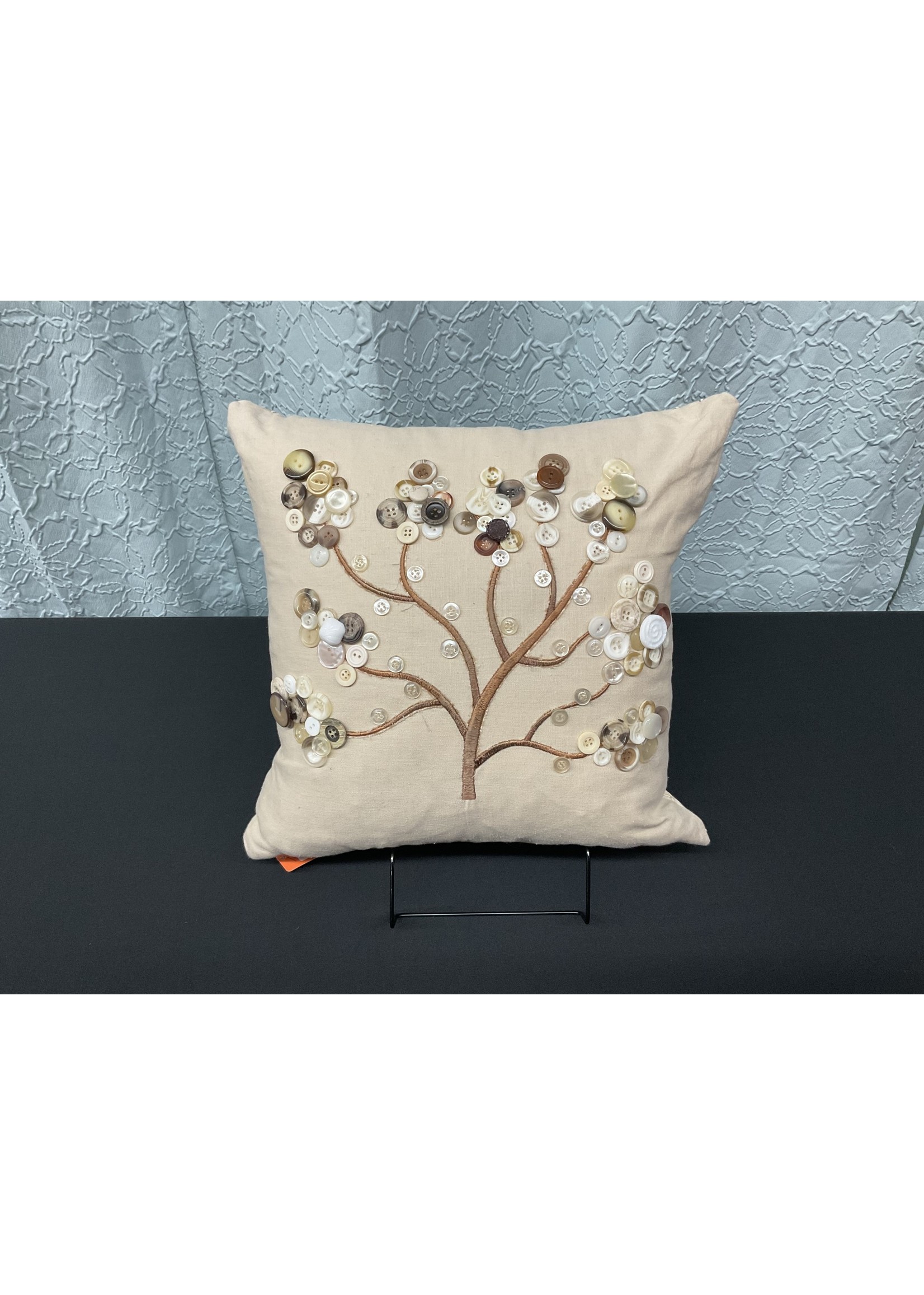 A095 Button Tree Pillow Taupe