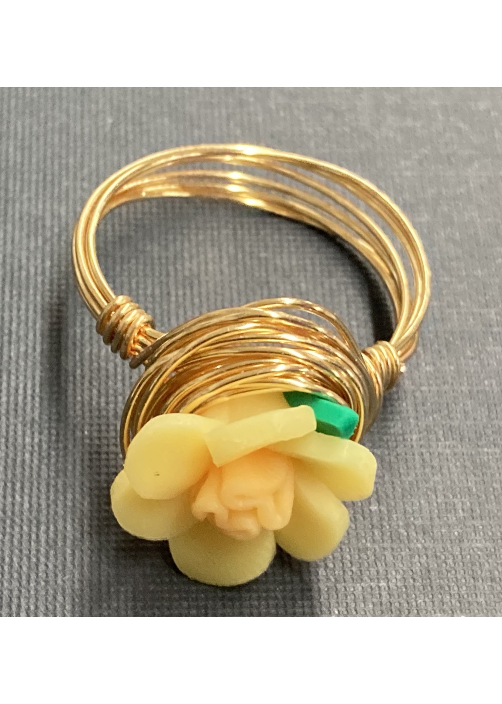 Our Twisted Dahlia R001 Yellow Daffodil Ring Size 10