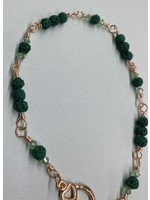 Our Twisted Dahlia B001 Green Lava Beads with Green Crystals with Gold Accent Bracelet