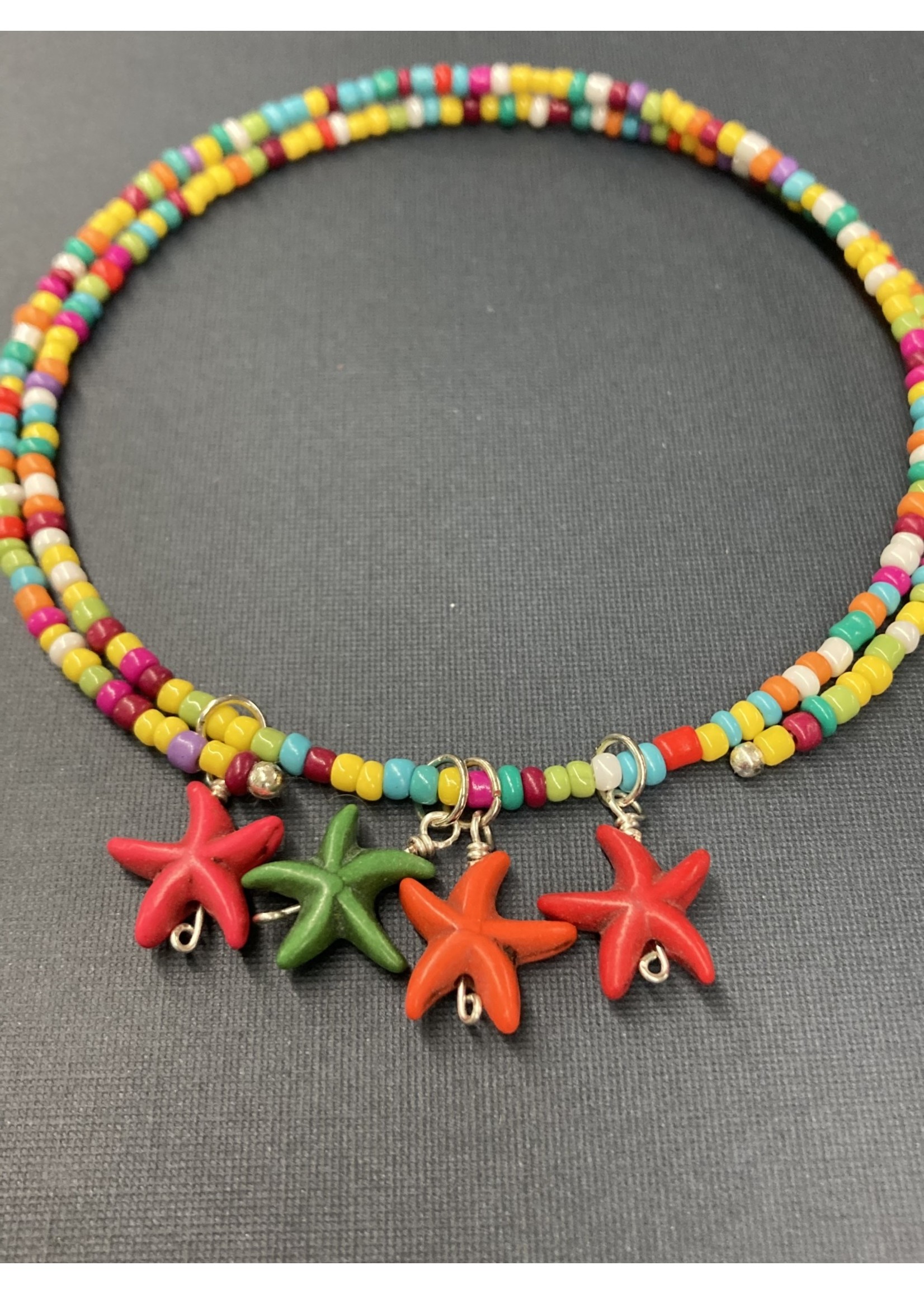 Our Twisted Dahlia Ch006 Multi Color Beads with Starfish Charm Choker