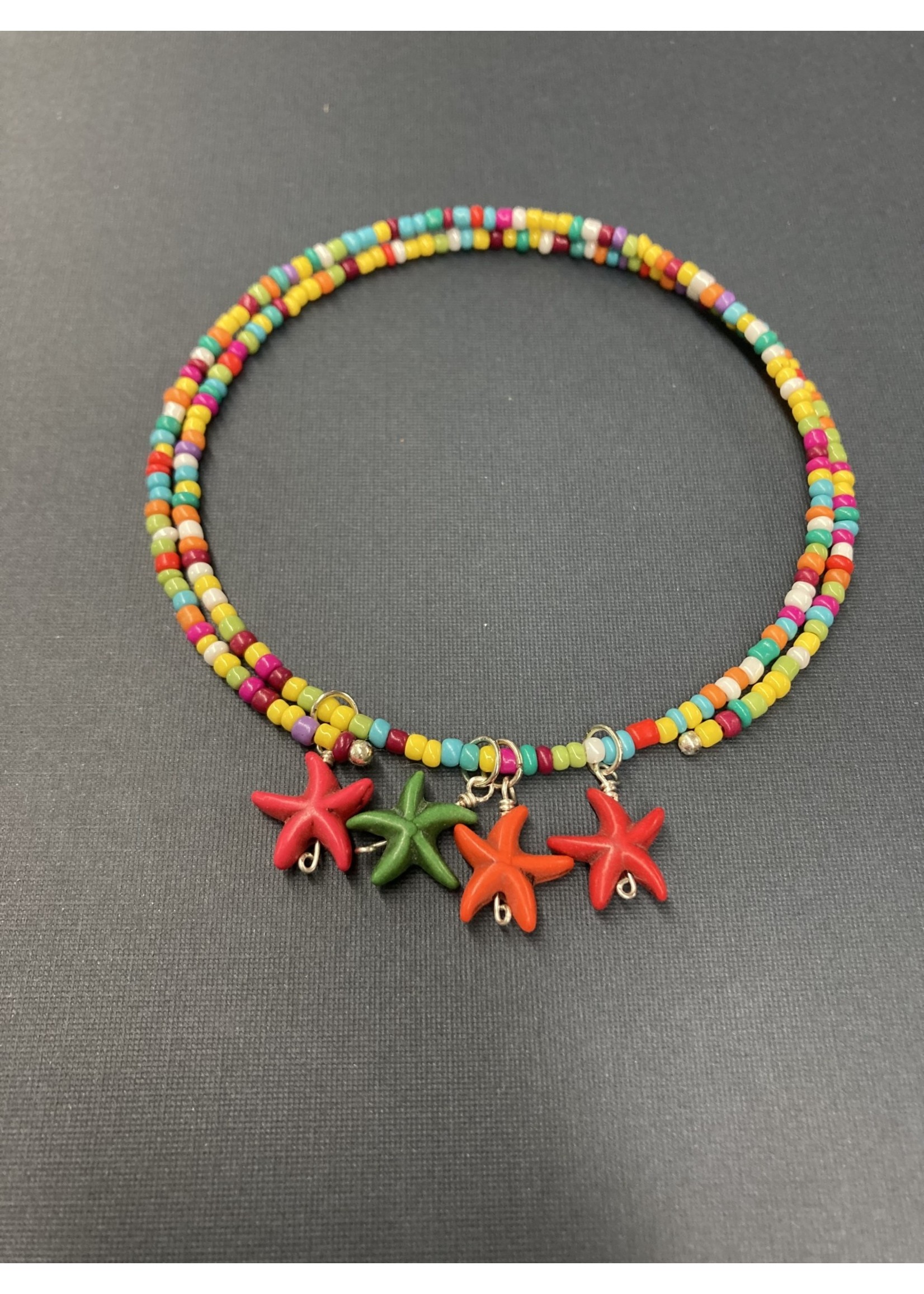 Our Twisted Dahlia Ch006 Multi Color Beads with Starfish Charm Choker