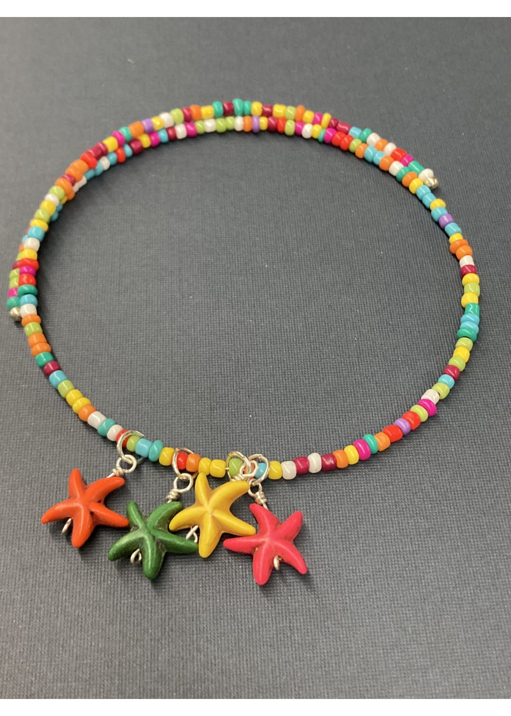 Our Twisted Dahlia Ch003 Multi Color Beads with Starfish Charm Choker